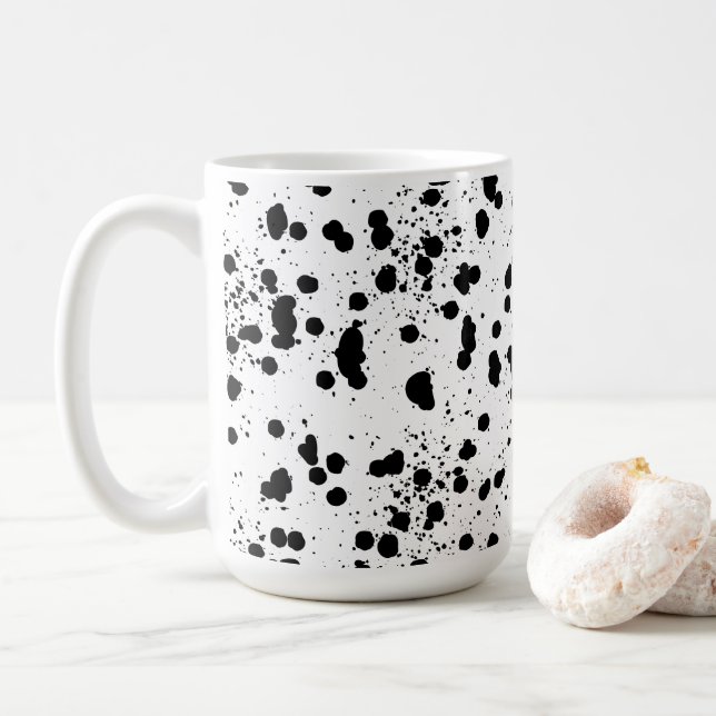 Taza De Café Patrón de impresión dálmata en blanco y negro (Con donut)