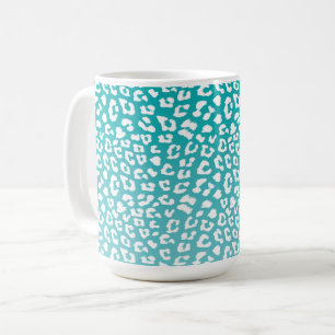 Taza De Café Patrón de impresión de leopardo de color turquesa