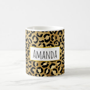 Taza De Café Patrón de impresión de leopardo salvaje y exótico