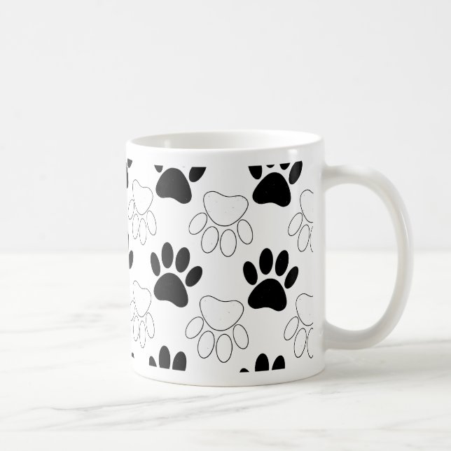 Taza De Café Patrón De Impresión De Papas De Perro Negro Y Blan (Derecha)
