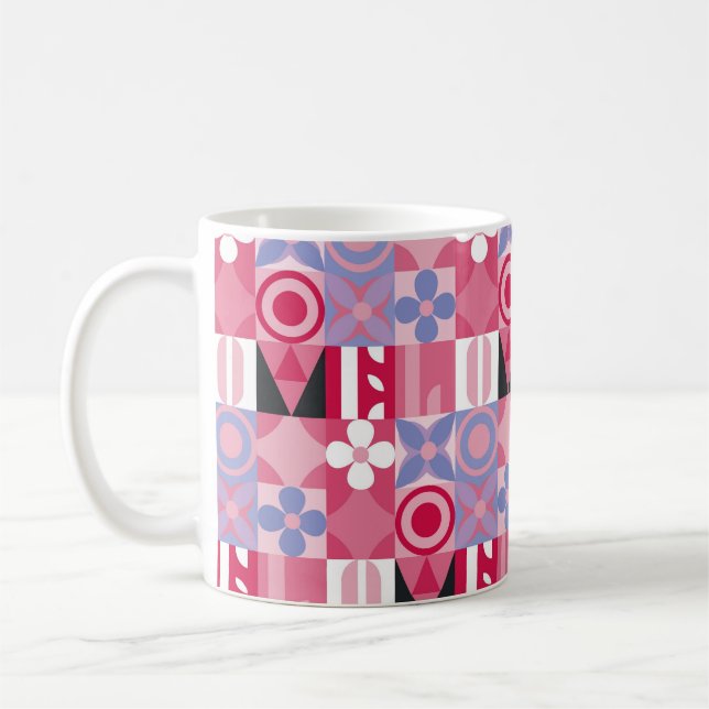 Taza De Café patrón de impresión geométrica retro (Izquierda)