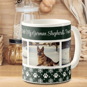 Taza De Café Patrón de impresión Paw Forest Green 4 Dog Photo