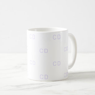 Taza De Café Patrón de iniciales en monograma violeta blanco