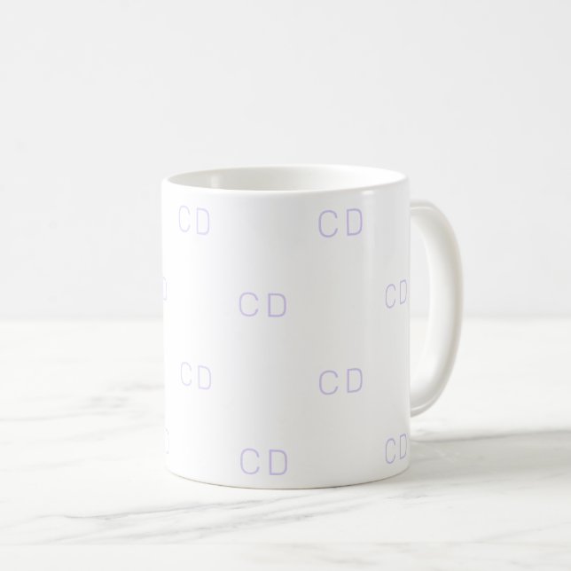 Taza De Café Patrón de iniciales en monograma violeta blanco (Anverso derecho)