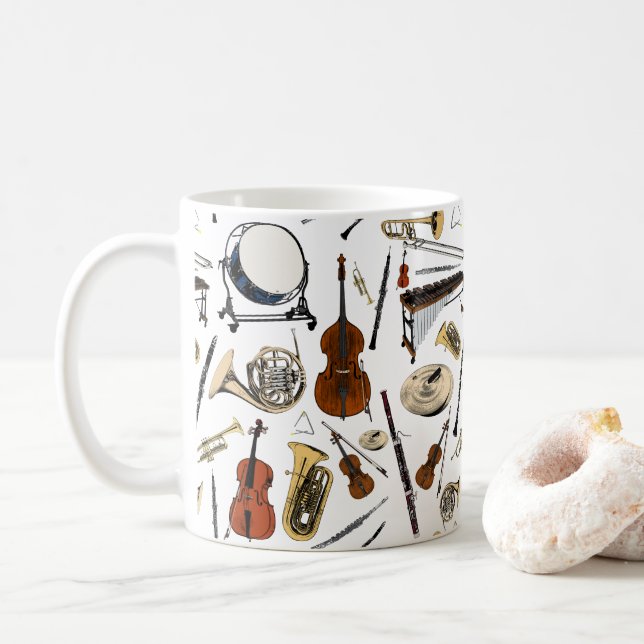 Taza De Café Patrón de instrumentos de orquesta (Con donut)