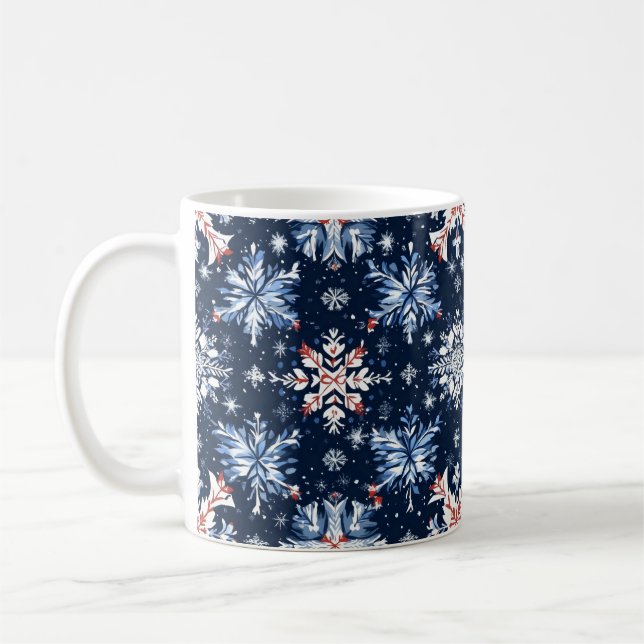 Taza De Café Patrón de invierno azul (Izquierda)