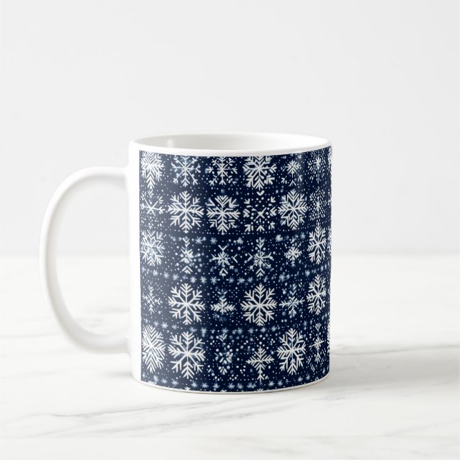 Taza De Café Patrón de invierno de copos de nieve (Izquierda)