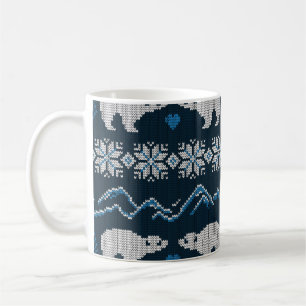 Taza De Café Patrón de invierno de los osos polares de punto