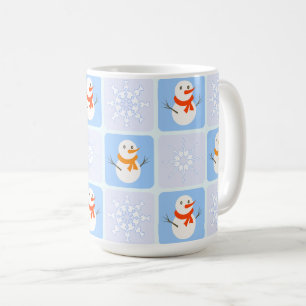 Taza De Café Patrón de invierno de snowman y copos de nieve
