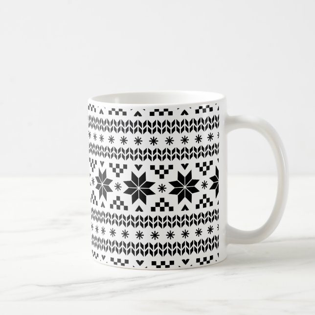 Taza De Café Patrón de Islas Feroe en Blanco y Negro (Derecha)