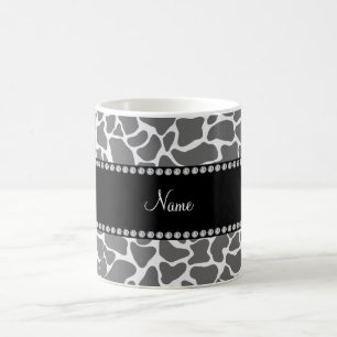 Taza De Café Patrón de jirafa gris de nombre personalizado