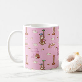 Taza De Café Patrón de juguetes gatos rosados | Esa Mugre De Ga