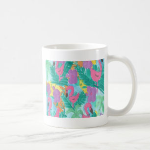 Taza De Café Patrón de jungla tropical de flamenco