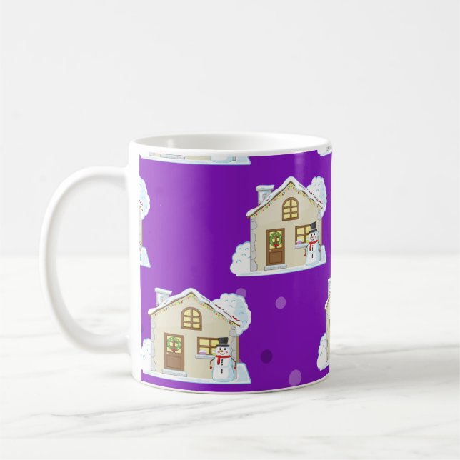 Taza De Café Patrón de la casa de los navidades - Fondo púrpura (Izquierda)
