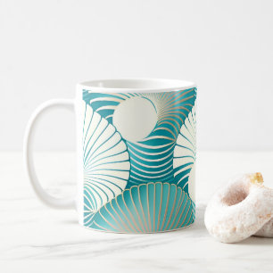 Taza De Café Patrón de la concha de mar azul