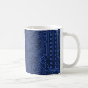 Taza De Café Patrón de la tarjeta madre azul geek