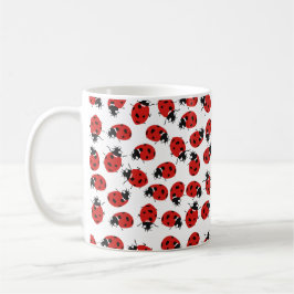 Taza De Café Patrón de Ladybug Rojo y Negro