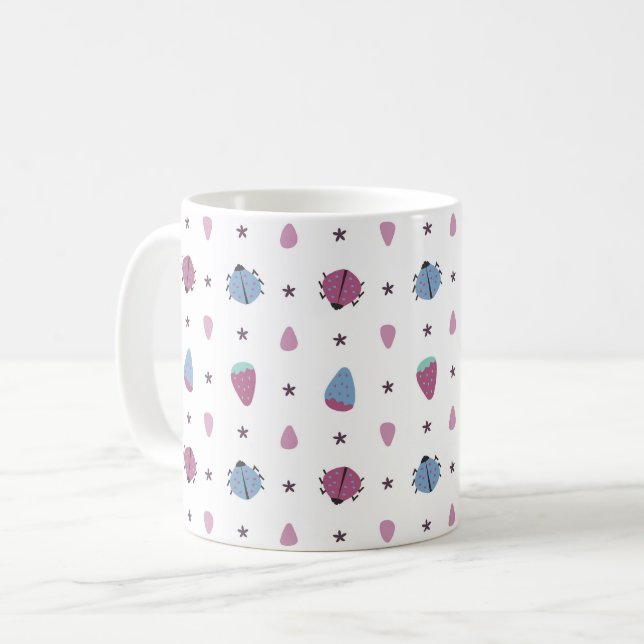 Taza De Café patrón de ladybugs y bayas (Anverso izquierdo)