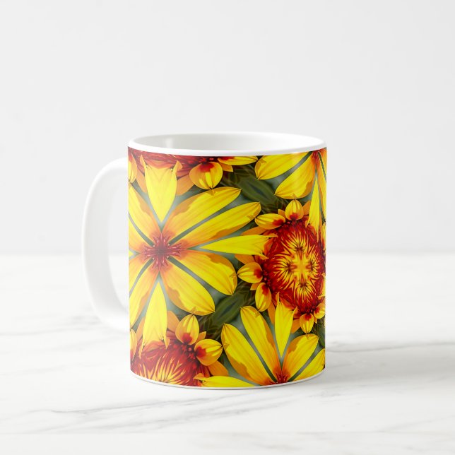 Taza De Café Patrón de las flores doradas (Anverso izquierdo)