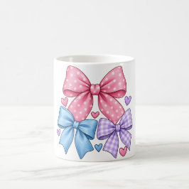 Taza De Café Patrón de lazo de cinta lindo – Lazo rosa azul y p