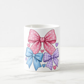 Taza De Café Patrón de lazo de cinta lindo – Lazo rosa azul y p