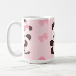 Taza De Café Patrón de Lazo Rosa de Panda Kawaii