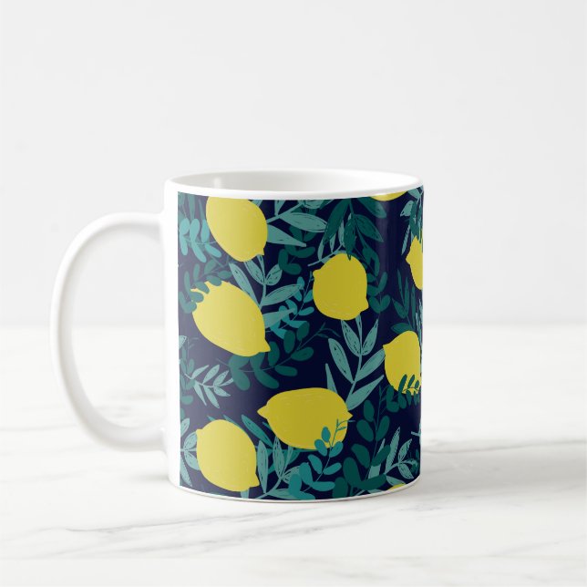 Taza De Café Patrón de lemas y hojas (Izquierda)