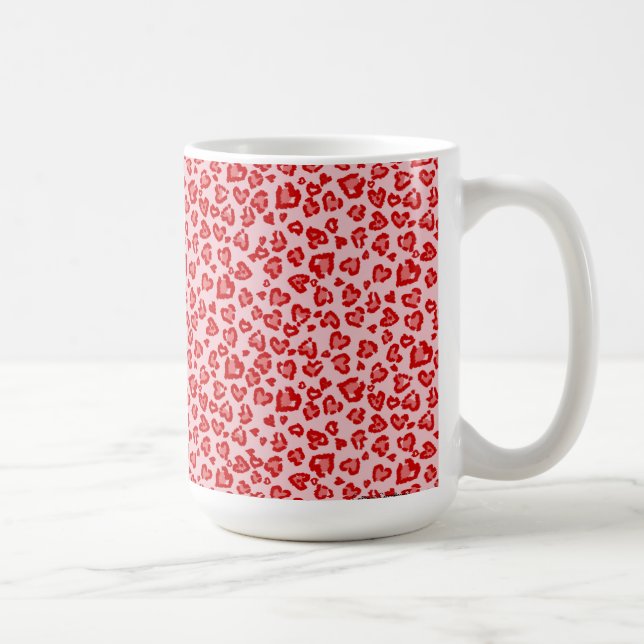 Taza De Café Patrón de leopardo cardíaco en rojo en Rubor (Derecha)