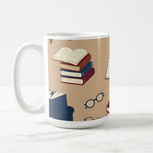 Taza De Café Patrón de libros de rincón de lectura acogedor