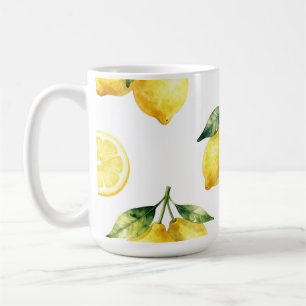 Taza De Café Patrón de limón acuarela