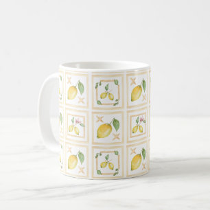 Taza De Café patrón de limón cítrico mediterráneo