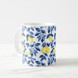 Taza De Café patrón de limón cítrico mediterráneo