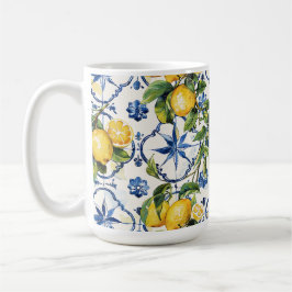 Taza De Café Patrón de limón y azulejos de la costa amalfitana