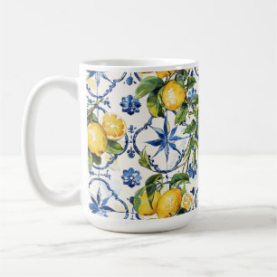 Taza De Café Patrón de limón y azulejos de la costa amalfitana