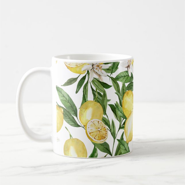 Taza De Café Patrón de limones de verano y flores de limón (Izquierda)