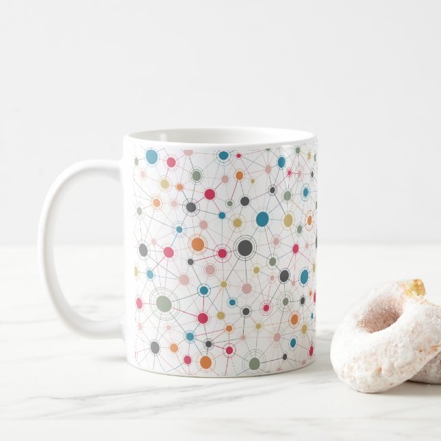 Taza De Café Patrón de líneas geométricas y puntos de moda (Con donut)