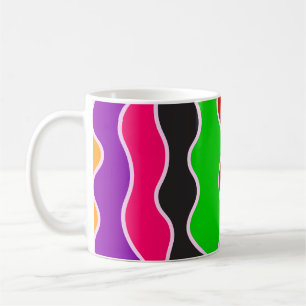 Taza De Café Patrón de líneas onduladas retro vertical colorido