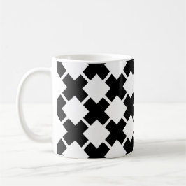 Taza De Café Patrón de líneas rusas diagonales en blanco negro