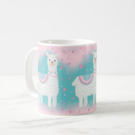 Taza De Café Patrón de llama rosa y menta