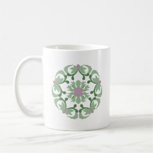 Taza De Café patrón de loto verde vintage