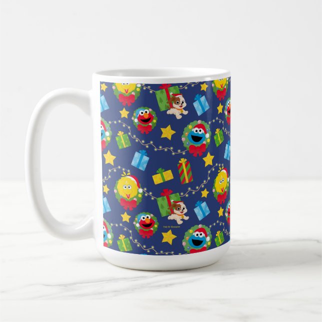 Taza De Café Patrón de luces de Navidades de Plaza Sésamo (Izquierda)