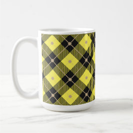 Taza De Café Patrón de lumberjack amarillo negro