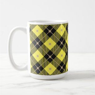 Taza De Café Patrón de lumberjack amarillo negro
