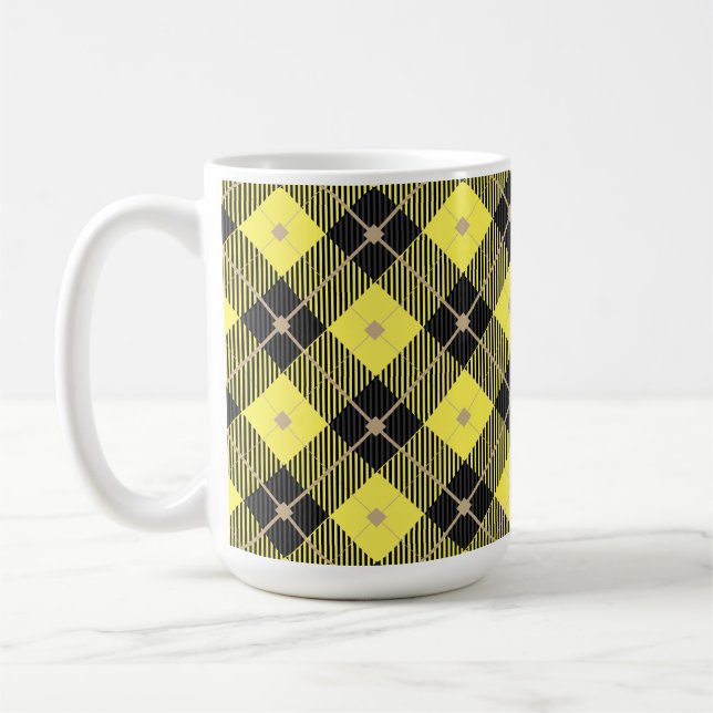 Taza De Café Patrón de lumberjack amarillo negro (Izquierda)