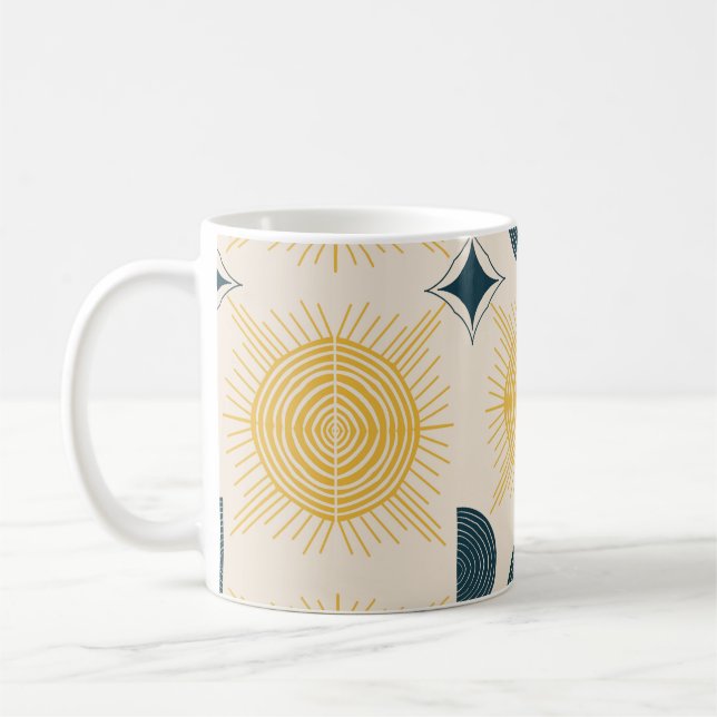 Taza De Café Patrón de luna de sol celestial Boho (Izquierda)