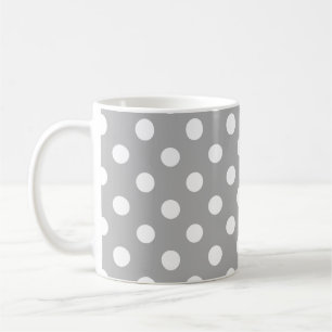 Taza De Café Patrón de lunares blancos sobre fondo gris 