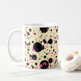 Taza De Café Patrón de lunares glamurosos rosa y negro