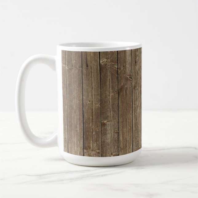 Taza De Café Patrón de madera marrón Guapo Rústico (Izquierda)