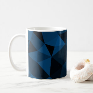 Taza De Café Patrón de malla geométrica azul oscuro y negro