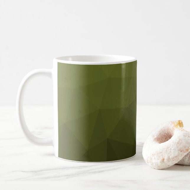 Taza De Café Patrón de malla geométrica del gradiente de oliva  (Con donut)